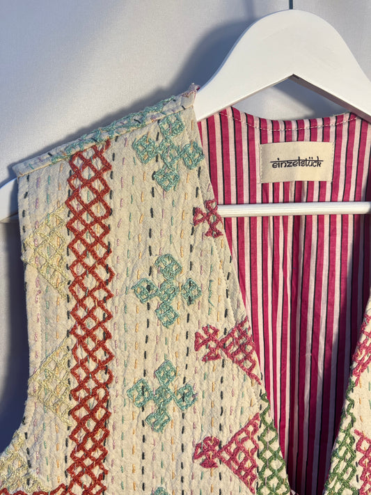 Bestickte Suzani-Weste Rosa